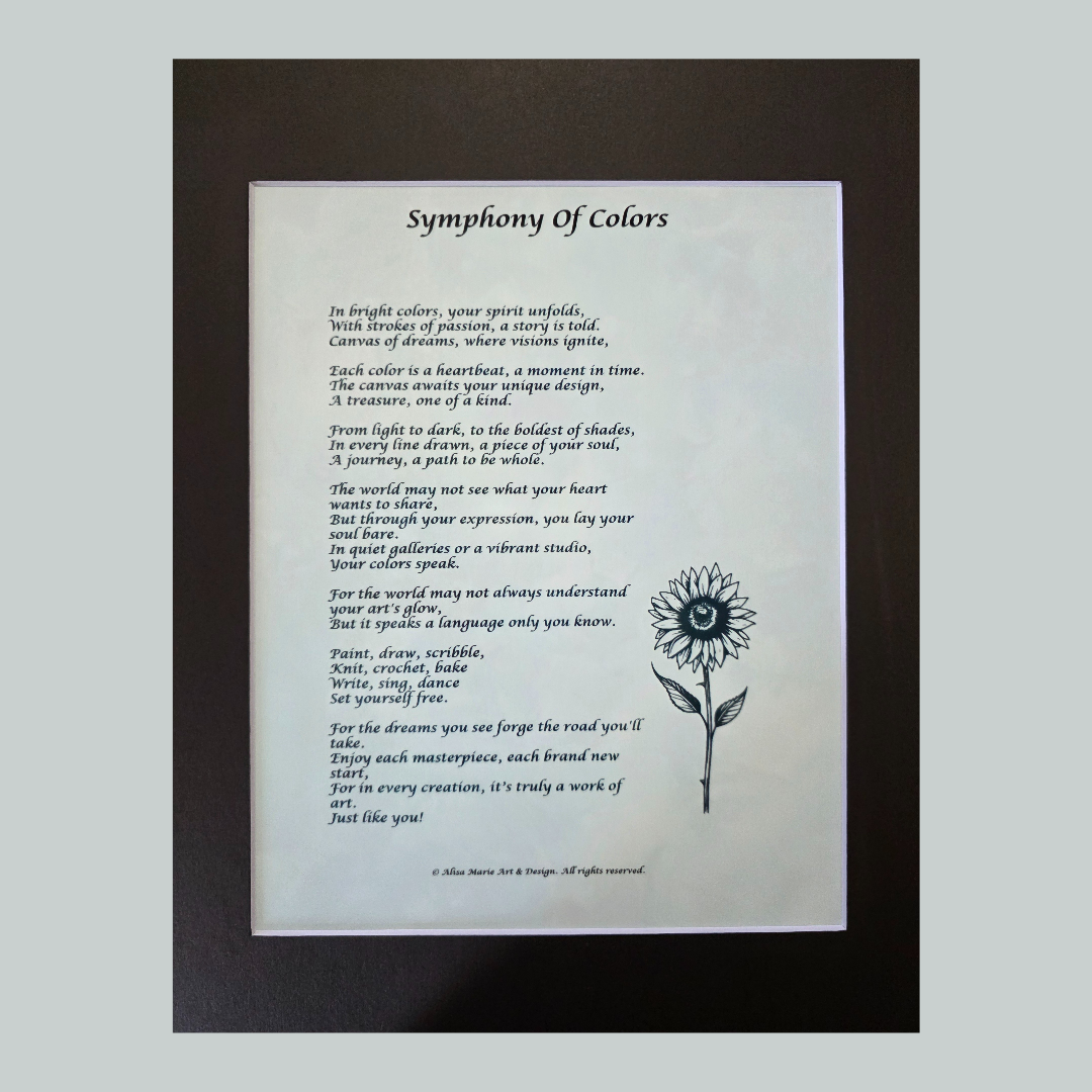 Symphony of Colors- 11x14 Matted Poem