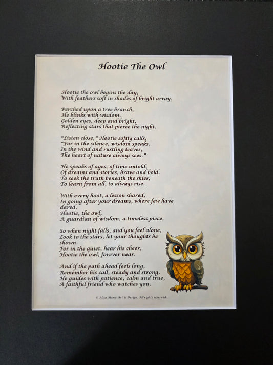 Hootie the Owl - 11x14 Matted Poem