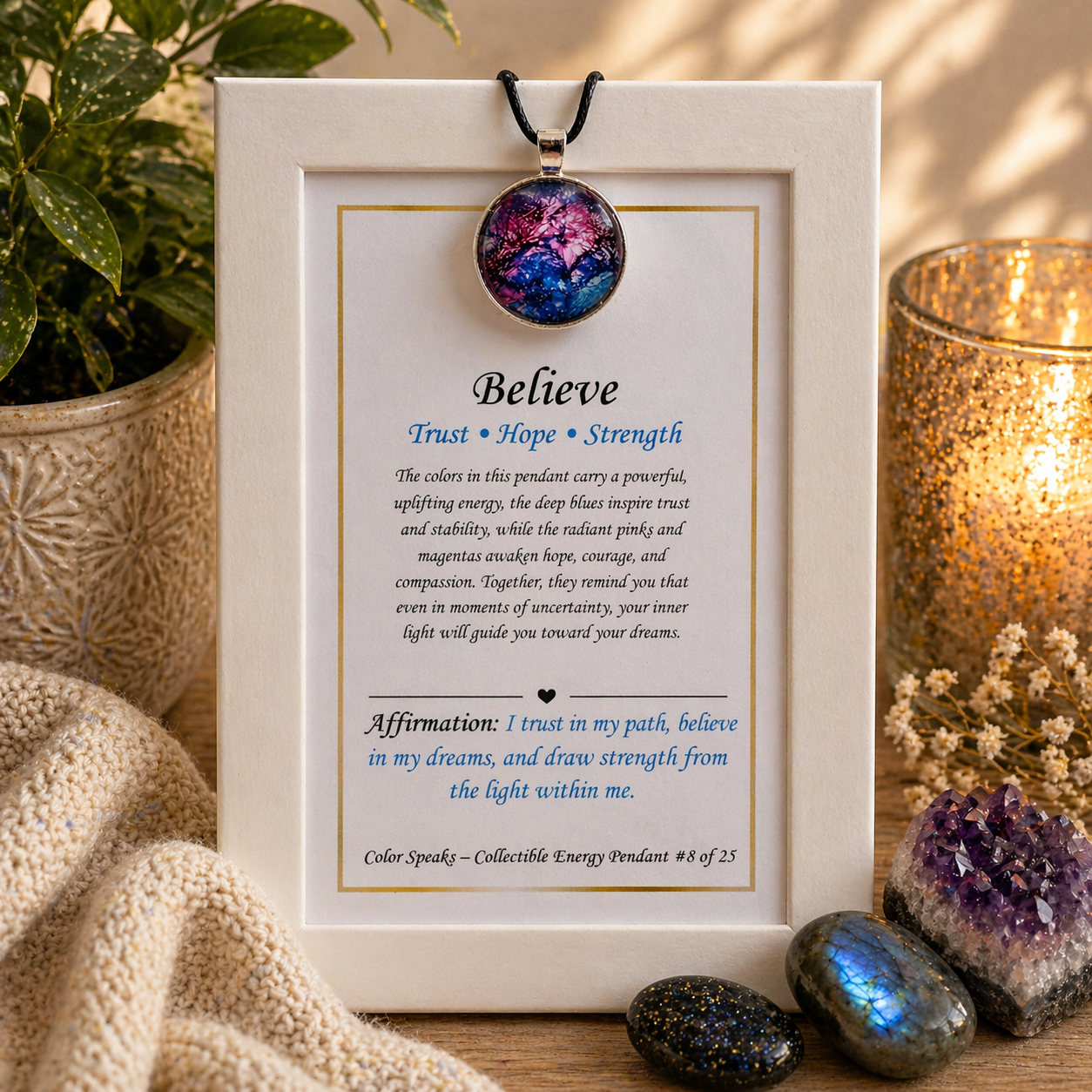 Believe Pendant Card – Trust • Hope • Strength