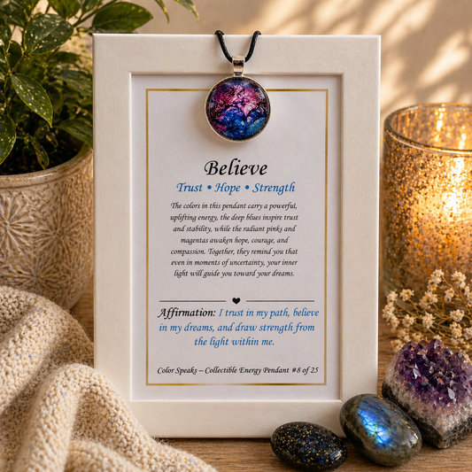 Believe Pendant Card – Trust • Hope • Strength