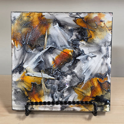 Cosmic Fire-Encaustic on Cradled Wood | 5x5" | Original Art