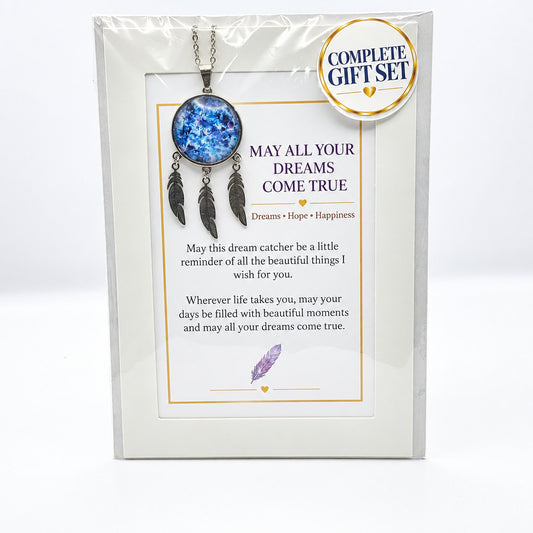 May All Your Dreams Come True Dream Catcher Art Necklace