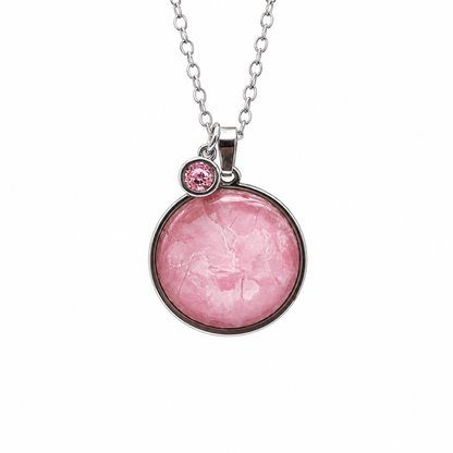 October Birthstone Necklace Gift Set | Pink Opal Pendant with Keepsake Card | Handmade Birthday Gift for Her