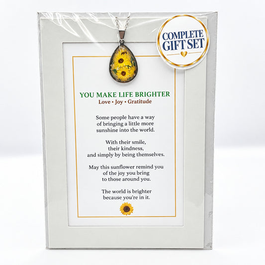 You Make Life Brighter Sunflower Pendant Gift Set