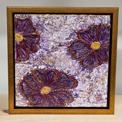Royal Blossoms – 6×6 Encaustic Original