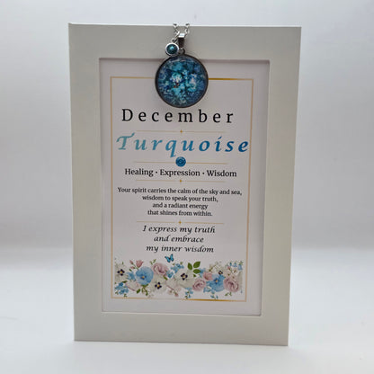December Birthstone Necklace Gift Set | Turquoise Pendant with Keepsake Card | Handmade Birthday Gift for Her
