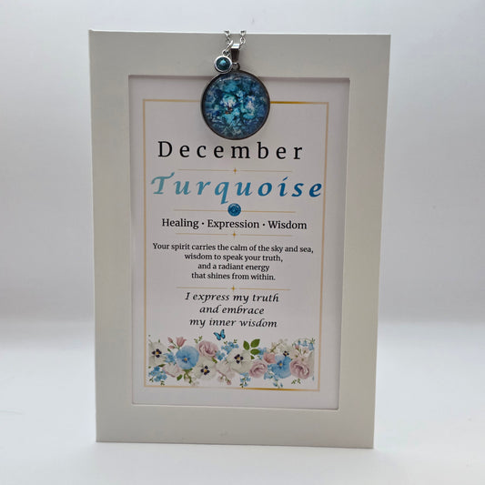 December Birthstone Necklace Gift Set | Turquoise Pendant with Keepsake Card | Handmade Birthday Gift for Her