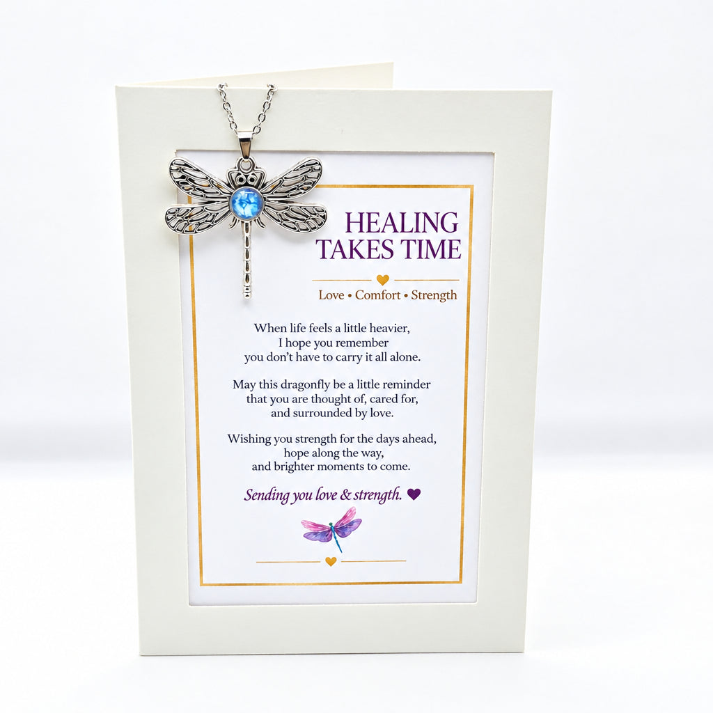 Healing Take Time Dragonfly Art Necklace