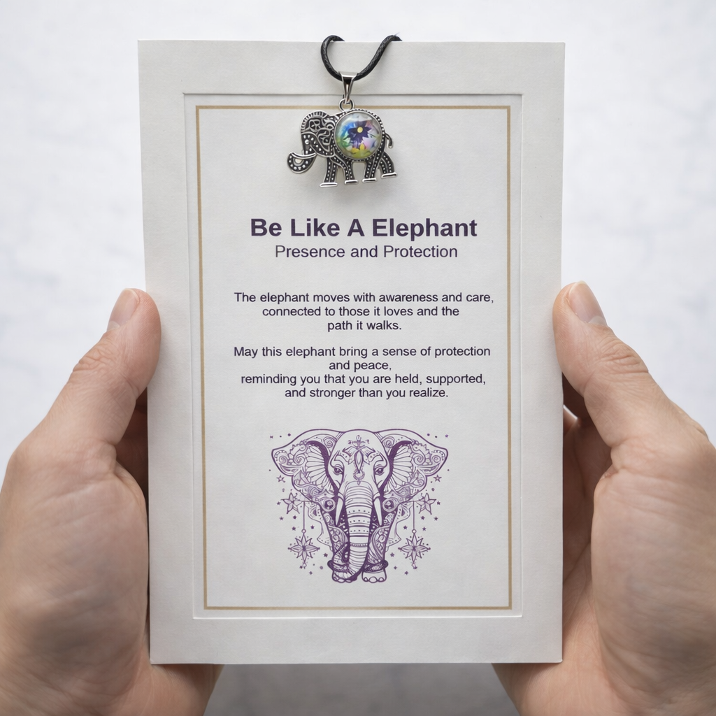 Be Like an Elephant Pendant Card – Presence • Protection