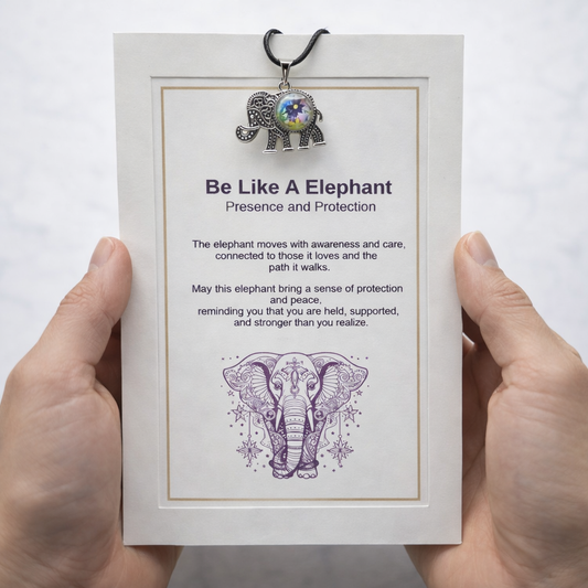 Be Like an Elephant Pendant Card – Presence • Protection