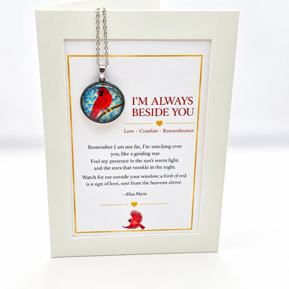 I'm Always Beside You Cardinal Remembrance Necklace