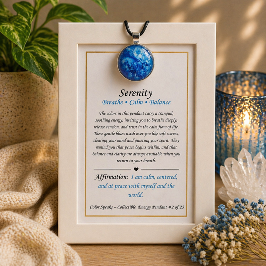 Serenity Pendant Card – Breathe • Calm • Balance
