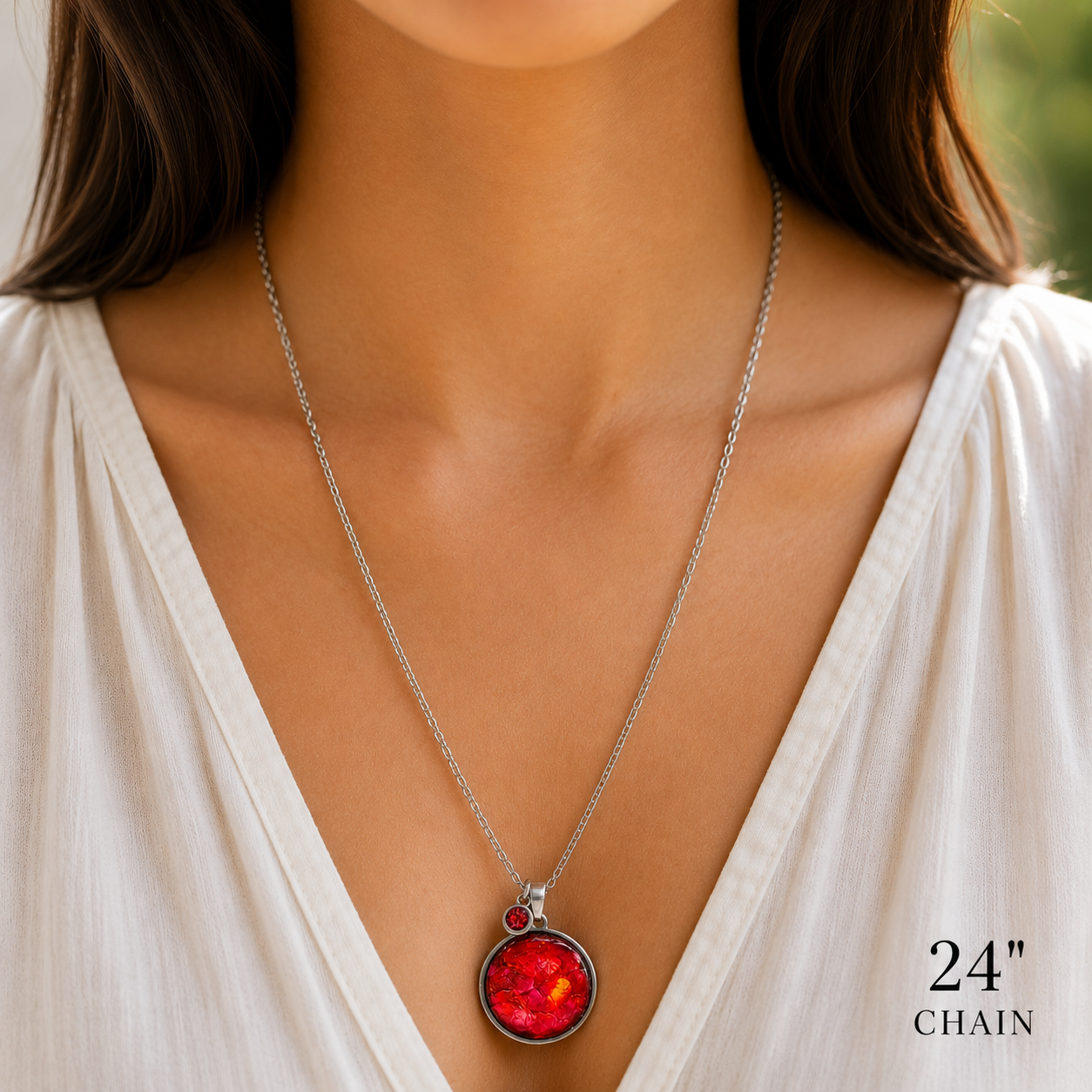 January Birthstone Necklace Gift Set | Garnet Pendant with Keepsake Card | Handmade Birthday Gift for Her