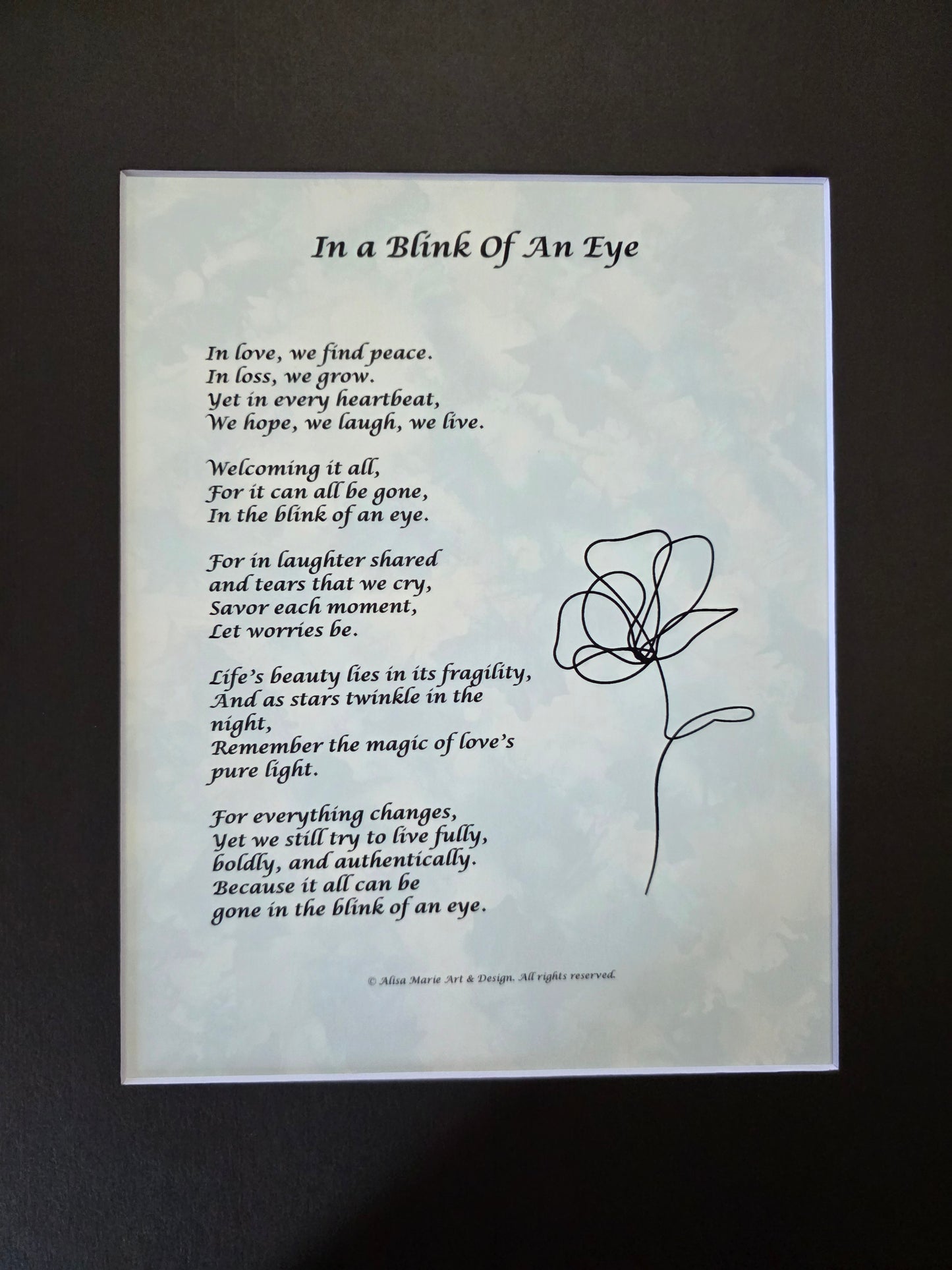 In a Blink of an Eye -11x14 Matted Poem