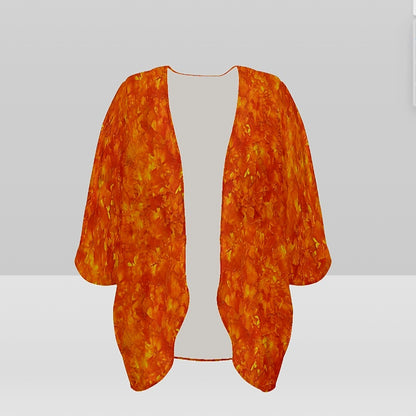 Orange Sunset Short Kimono | Women's Lightweight Boho Cover-Up