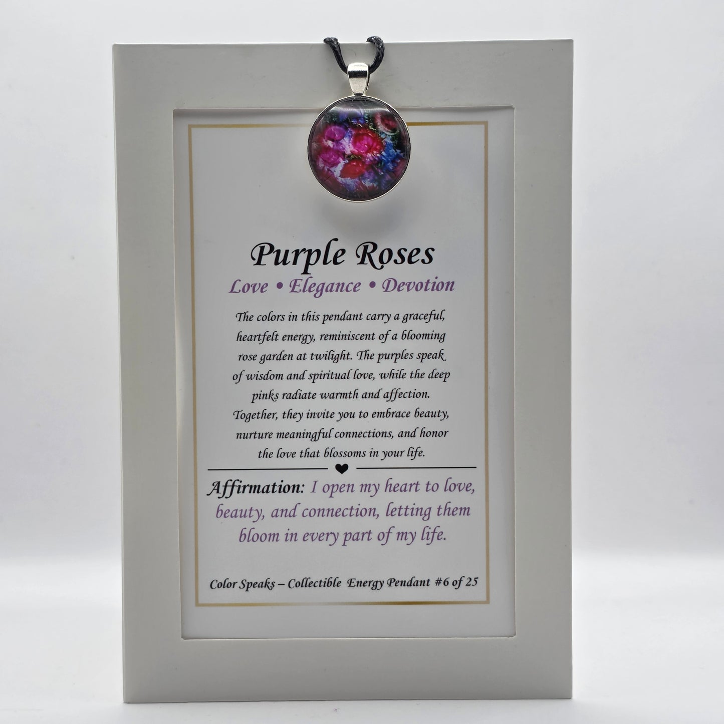 Purple Roses Pendant Card – Love • Elegance • Devotion