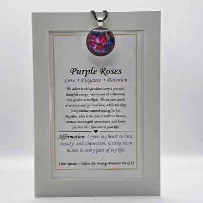 Purple Roses Pendant Card – Love • Elegance • Devotion